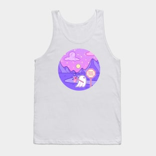 A ghost reads a stop sign that says rough patch ahead Tank Top